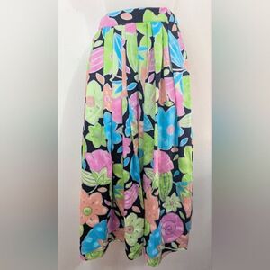 VTG 80s Gene Ewing Floral Maximalist Coastal Hawaiian Garden Feminine Skirt 40